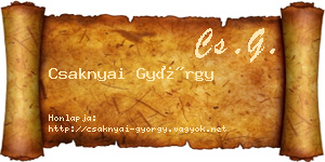 Csaknyai György névjegykártya
